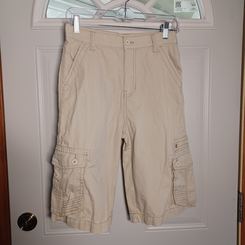 Plugg Boys Young Men's Size 16 Khaki Cargo Shorts Hiking Camping Fishing